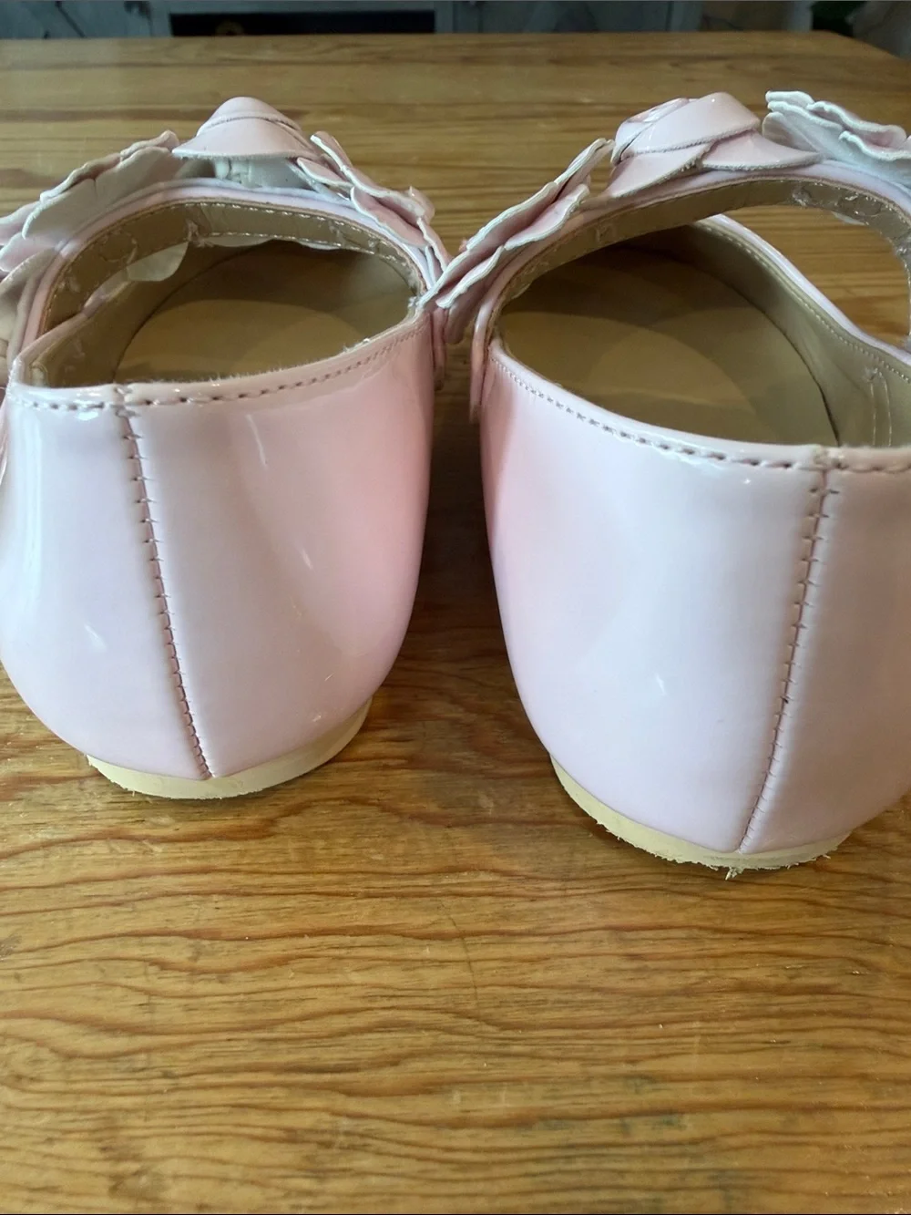 Janie and Jack Light Pink Patent Mary Janes with Flowers